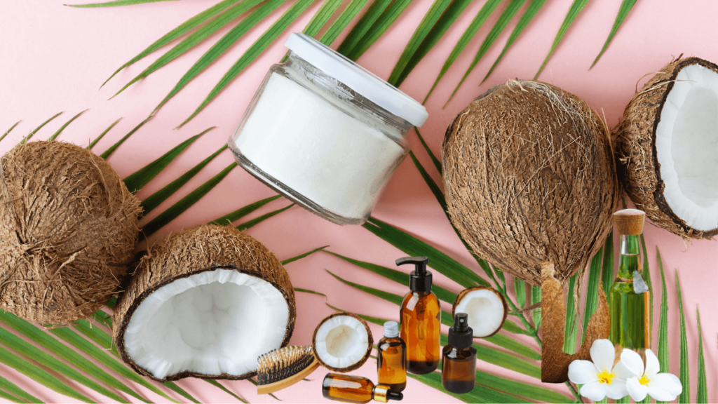 Benefícios à saúde do óleo de coco, são como perda de peso, pele e cabelo mais saudáveis e aumento do metabolismo,, considere consumir uma certa quantidade de óleo de coco com base em seus objetivos alimentares, pois ele é rico em gorduras saturadas, ácido láurico, e o restante mirístico, palmítico, esteriático e ácidos gordos de cadeia curta.